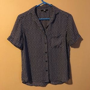 Patterned Button Down Blouse